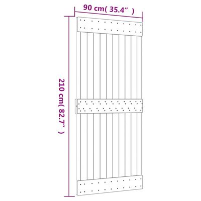 vidaXL Sliding Door with Hardware Set 90x210 cm Solid Wood Pine