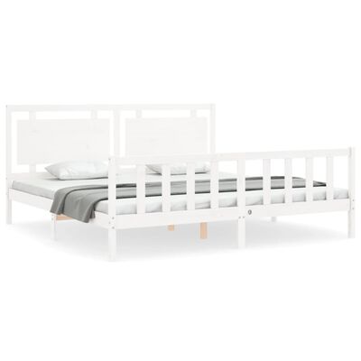 vidaXL Bed Frame without Mattress White Solid Wood Pine