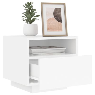 vidaXL Bedside Cabinet with LED Lights White 40x39x37 cm