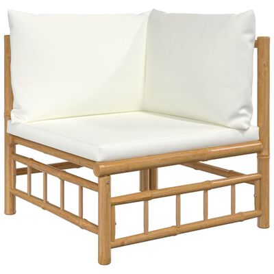 vidaXL 12 Piece Garden Lounge Set with Cream White Cushions Bamboo