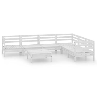 vidaXL 7 Piece Garden Lounge Set Solid Wood Pine White