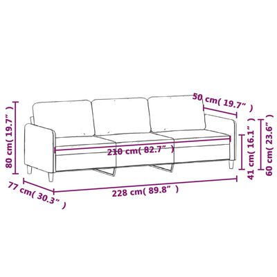 vidaXL 3-Seater Sofa Light Grey 210 cm Fabric