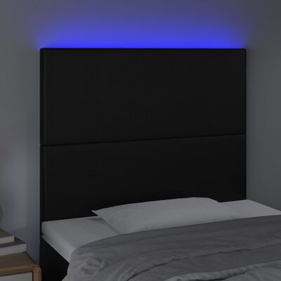 vidaXL LED Headboard Black 80x5x118/128 cm Faux Leather