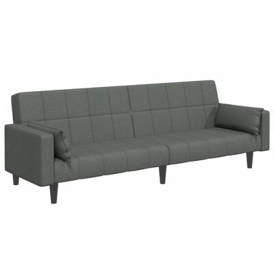 vidaXL 2-Seater Sofa Bed with Footstool Dark Grey Fabric