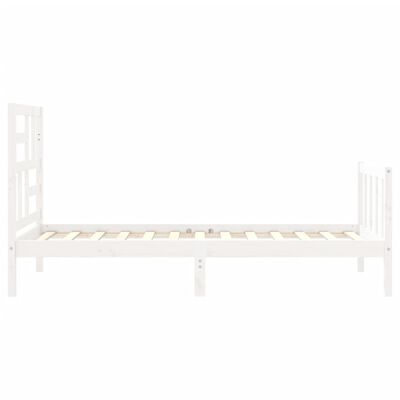 vidaXL Bed Frame without Mattress White Single Solid Wood Pine