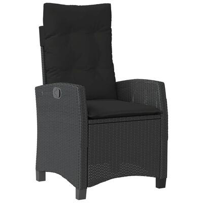 vidaXL Reclining Garden Chairs 2 pcs with Cushions Black Poly Rattan