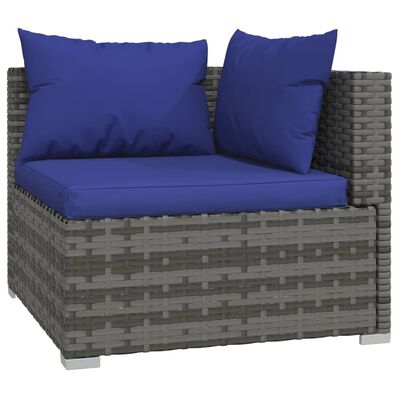 vidaXL 4 Piece Garden Lounge Set with Cushions Poly Rattan Grey