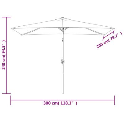 vidaXL Garden Parasol 200 x 300 cm Sand White Rectangular