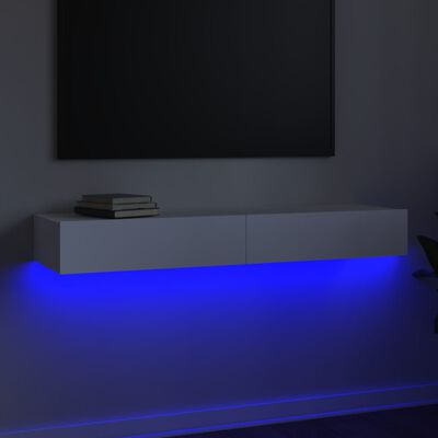 vidaXL TV Cabinet with LED Lights White 120x35x15.5 cm