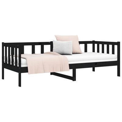 vidaXL Day Bed without Mattress Black 90x190 cm Single Solid Wood Pine