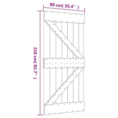 vidaXL Sliding Door with Hardware Set 90x210 cm Solid Wood Pine