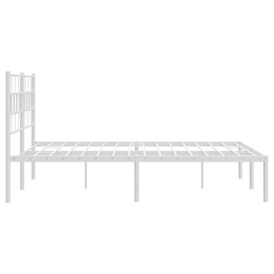 vidaXL Metal Bed Frame without Mattress with Headboard White 135x190 cm Double