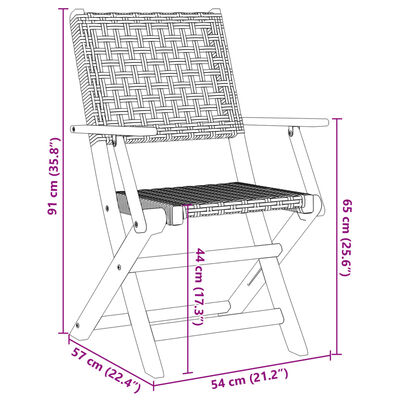 vidaXL Folding Garden Chairs 4 pcs Beige Poly Rattan and Solid Wood