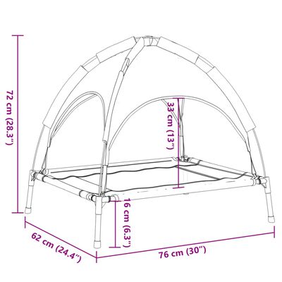 vidaXL Dog Bed with Canopy Anthracite Oxford Fabric and Steel