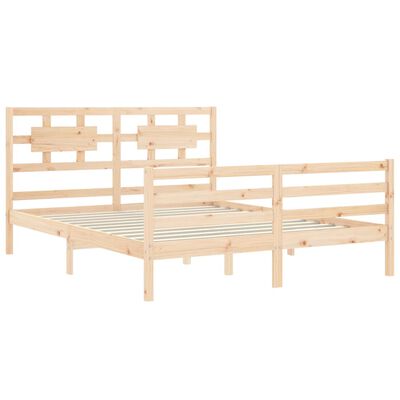 vidaXL Bed Frame with Headboard King Size Solid Wood