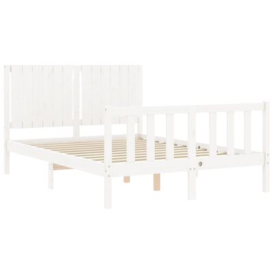 vidaXL Bed Frame without Mattress White Double Solid Wood Pine