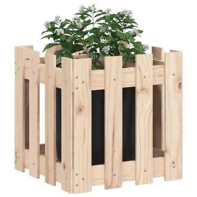 vidaXL Garden Planter with Fence Design 40x40x40 cm Solid Wood Pine