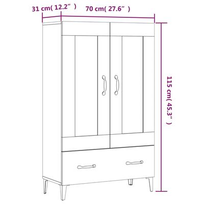 vidaXL Highboard High Gloss White 70x31x115 cm Engineered Wood