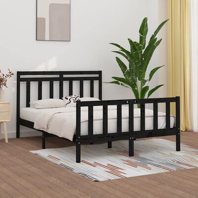 vidaXL Bed Frame without Mattress Black Solid Wood Pine 150x200 cm King Size