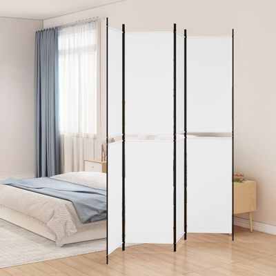 vidaXL 4-Panel Room Divider White 200x220 cm Fabric