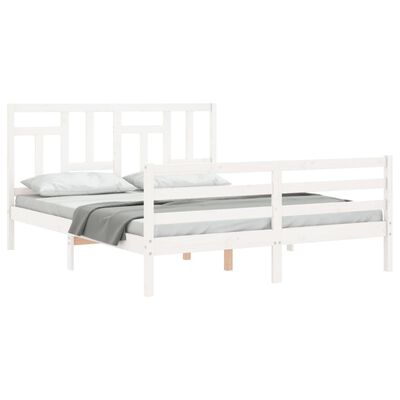 vidaXL Bed Frame without Mattress White King Size Solid Wood