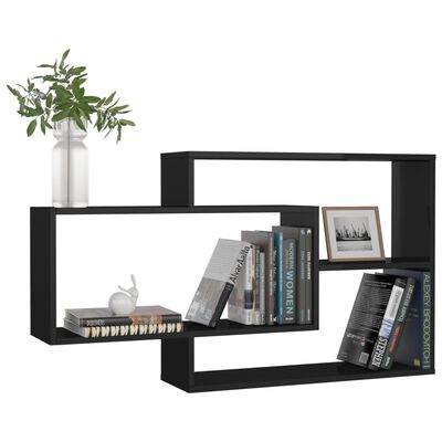 vidaXL Wall Shelves High Gloss Black 104x20x58.5 cm Engineered Wood