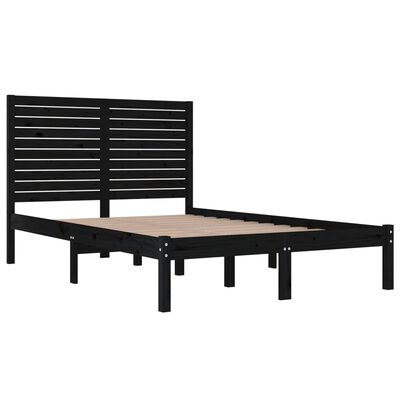 vidaXL Bed Frame without Mattress Black 135x190 cm Double Solid Wood