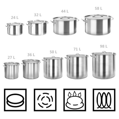 vidaXL Stock Pot 32 L 40x26 cm Stainless Steel