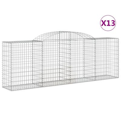 vidaXL Arched Gabion Baskets 13 pcs 300x50x100/120 cm Galvanised Iron