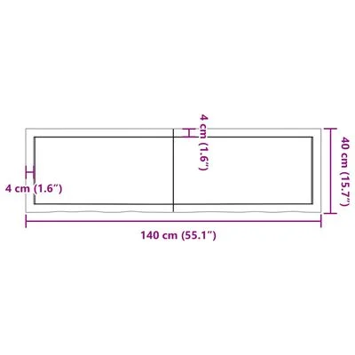 vidaXL Bathroom Countertop Dark Brown 140x40x(2-4) cm Treated Solid Wood