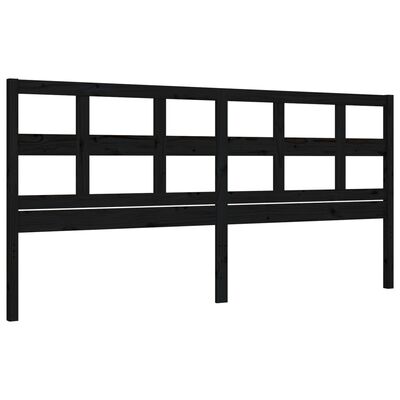 vidaXL Bed Frame with Headboard Black Super King Size Solid Wood