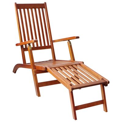 vidaXL Outdoor Deck Chair with Footrest and Cushion Solid Acacia Wood