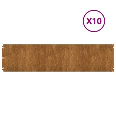 vidaXL Lawn Edgings 10 pcs 25x103 cm Flexible Corten steel