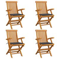 vidaXL Garden Chairs with Anthracite Cushions 4 pcs Solid Teak Wood