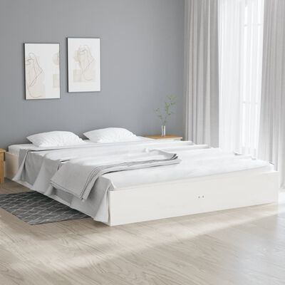 vidaXL Bed Frame without Mattress White Solid Wood 150x200 cm King Size