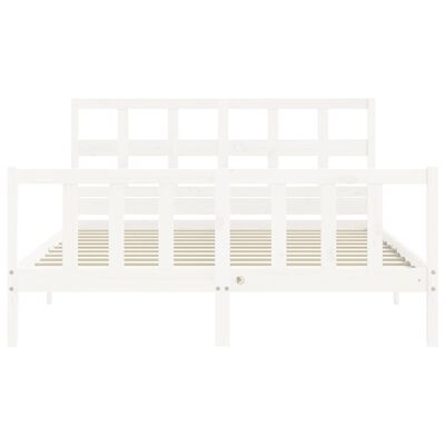 vidaXL Bed Frame without Mattress White King Size Solid Wood Pine