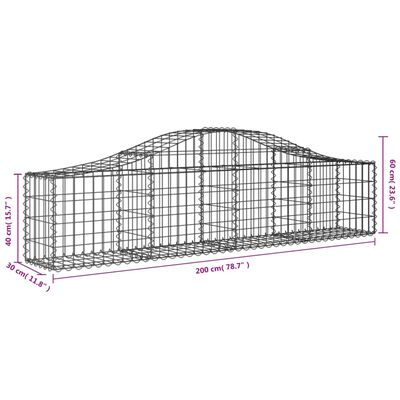 vidaXL Arched Gabion Baskets 12 pcs 200x30x40/60 cm Galvanised Iron