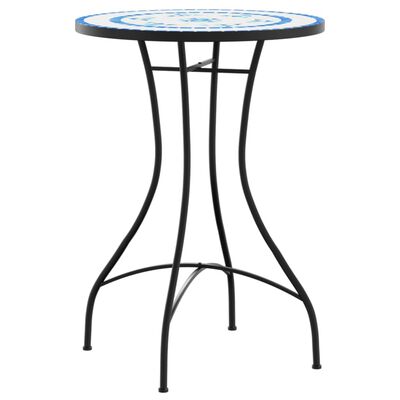 vidaXL Mosaic Bistro Table Blue and White Ø50x70 cm Ceramic