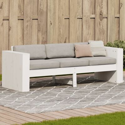 vidaXL Garden Sofa 3-Seater White 189x60x62 cm Solid Wood Pine