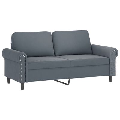 vidaXL 3 Piece Sofa Set with Cushions Dark Grey Velvet