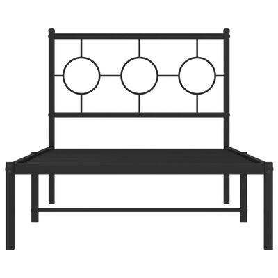 vidaXL Metal Bed Frame without Mattress with Headboard Black 90x190 cm Single