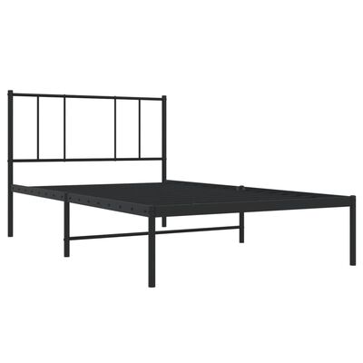 vidaXL Metal Bed Frame without Mattress with Headboard Black 107x203 cm