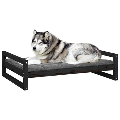 vidaXL Dog Bed Black 105.5x75.5x28 cm Solid Pine Wood