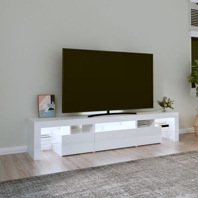 vidaXL TV Cabinet with LED Lights High Gloss White 200x36.5x40 cm