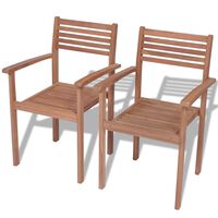 vidaXL Stackable Garden Chairs 2 pcs Solid Teak Wood