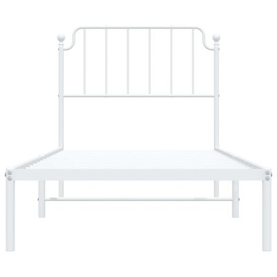 vidaXL Metal Bed Frame without Mattress with Headboard White 90x190 cm Single