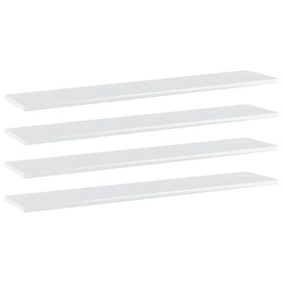 vidaXL Bookshelf Boards 4 pcs High Gloss White 100x20x1.5 cm Engineered Wood