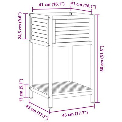 vidaXL Garden Planter with Shelf 45x45x80 cm Solid Wood Acacia and Steel