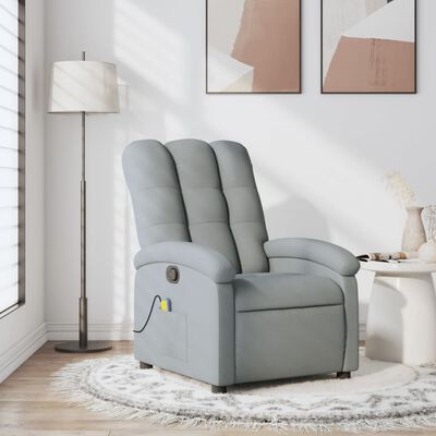 vidaXL Massage Recliner Chair Light Grey Fabric