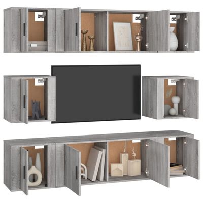 vidaXL 8 Piece TV Cabinet Set Grey Sonoma Engineered Wood